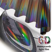 Car Motorcycle Vinyl Wrap Foil Laser Honeycomb Headlights Taillight Tint Film Modify color changing stickers Car styling