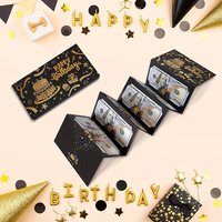 Luxury Black Gold Trim Birthday Money Envelope 6 Multi Slots Self Adhesive Sealing Gift Packet Reusable Storage Holder For Cash