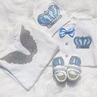 Lot de 4 barboteuses de bienvenue personnalisables avec nom et couronne, tenues en coton pour bébés filles et garçons, cadeau pour nouveau-né