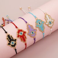 Go2boho Evil Eye Bracelets Handmade Miyuki Tiny Seed Beads Braided Hamsa Hand Chain Party Gifts Bohemian Jewelry For Women Men