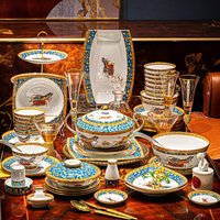 Party Bone China Dinnerware Sets Home Christmas Gift Luxury Kitchen Tableware Set Dining Room Vajillas Para Cocina Dishes