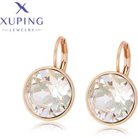 Xuping Jewelry New Trendy Elegant Charms ัะตััะณะธ Round Crystal Stone Earring Gold Color Earrings for Women Girl Jewellery Gift
