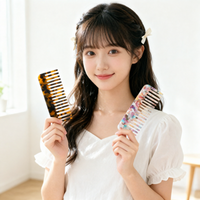 Colorful Wide Teeth Acetate Hair Comb Anti-static Massage Hairbrush for Salon Styling Travel Accessories Hairdressing