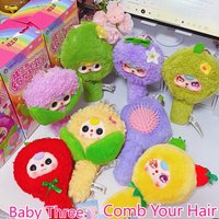 In Stock Baby Three Let Me Comb Your Hair Series Plush Blind Box Cute Fruit Comb Doll Creative Design Fashionable Toys Girl Gift