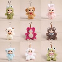 Kawaii Cute Animals Vinyl Face Plush Toy Animal Toy Pendant Dog Frog Rabbit Bear Sheep Gift for Animal Enthusiasts Kids Hang Bag