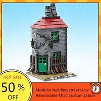 Modular MOC 459PCS Broomstix Broom Shop Creative street view Custom Puzzles DIY Education Architecture Assembly Model Toys Gifts