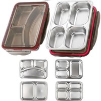 304 Stainless Steel Lunch Box For Office Workers,Students,And Children's Canteens,Thickened Bento Box With Lid,Fast Food Plate