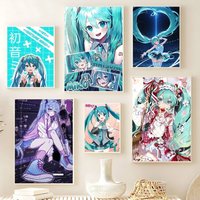 H-Hatsune Anime Miku Poster HD Quality Wall Art Retro Posters For Home Room Wall Decor Kawaii Room Decor
