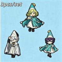 3pcs Witch Hat Atelier Enamel Brooches Set Manga Figure Coco Agott Qifrey Lapel Pins Metal Badge Backpack Decor Props Fans Gift