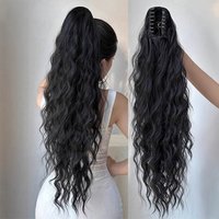 Wig clip style water ripple ponytail synthetic 66cm 190g women's extended dyed curly ponytail