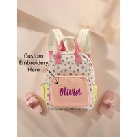 Cute Strawberry Kids Backpack Custom Embroidery Name School Bag for Girls Toddler Canvas Rucksack Kindergarten Children Book Bag