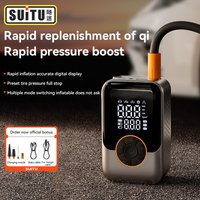 AliExpress SUITU Portable Air Pump Wireless Car Tire Inflator Electric Air Compressor LCD Display Air Injector For Bike Car Motorcycle Tyre Ball