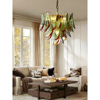 Green Red Classical Glass Petal Hanging Lamp for Ceiling Led Home Art Lustres Vintage Chandelier Living Room Decor Light Fixture