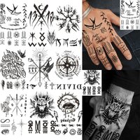 1 Sheet Sexy Eye Compass Sword Temporary Tattoos For Adult Hands Neck, Fake Tattoo Stickers Waterproof Realistic Tatoo Last Long