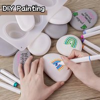 1pc 3-Cavity Stone Silicone Mold - Pebble Shape Resin Mold, Soft & Easy to Release, Perfect for DIY Stone Ornaments