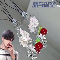 Game Love And Deepspace Caleb Cosplay Keychain Apple Key Chain Rope Phone Chain Flower Keyring Christmas Prop