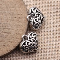 10pcs 20x20x9.1mm(0.79x0.79x0.36inch) Antique Silver Color 3D Hollowed-Out Carved Heart Pendants DIY Jewelry Making Accessories
