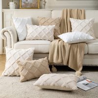 Soft Plush Wool Throw Pillow Covers Luxury Style Cushion Covers European Pillow Shell for Sofa Bedroom Cream Khaki Christmas