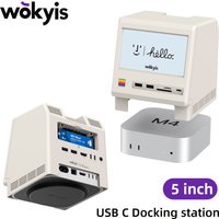 Wokyis M5 10Gbps Mac mini M4 Dock 5inch Full HD IPS Screen USB-C HUB Monitor Display with M.2 SSD Enclosure