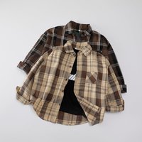 1PCS Autumn Blouses & Shirts New Spring Boy Shirt Plaid Long-sleeved Children's Fashion Tops Boys Handsome Spring Jacket Shirt