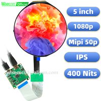 Wisecoco 5 inch Round Lcd Screen Circular Display FHD 1080x1080 For Raspberry PI 5/4/3 MIPI Driver Board Instruments Meters