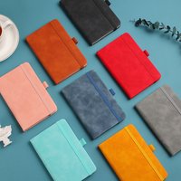 Creative Mini Pocket Notebook A6 Size Leather Cover Study Manual with Elastic Strap Liner Pages Office Supplies