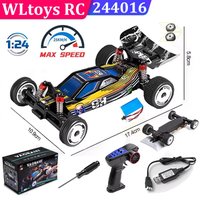 WLtoys 244016 1:24 Scale RC Car, 25km/h Brushless Motor 2WD Off-Road Buggy, Alloy Chassis Drift Racing Toy for Adults Boys Gifts