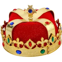 Cosplay Red King Crown Hat with Acrylic Drilling Carnival Girl Princess Birthday Party Hat Cap Accessories Stage Performance
