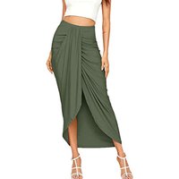 Women's Autumn/Winter Split Wrap Asymmetric Stretch High Waist Draped Skirt