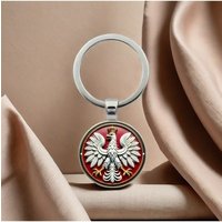 Fashion New Polish Eagle Men's Round Glass Keychain Anniversary Gift Jewelry Wholesale