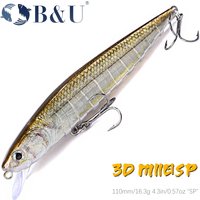 B&U Suspending Wobbler JERK MINNOW Fishing Lure Long Casting Minnow Lure Hard Bait Quality Professional fishing tackle hooks