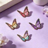 4pcs Funny Colorful Butterfly Enamel Brooches Multicolour Insect Metal Pins For Women Girls Backpack Clothing Badge