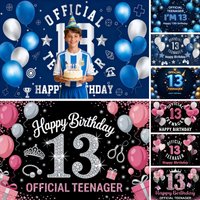 Official Teenager Photography Backdrop Colorful Glitter Balloon Boys Girls Happy 13th Birthday Party Decoration Photo Background