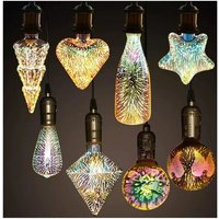 3D Colorful Decoration LED Bulb E27 Retro Lamp Vintage Edison LED Light Bulb ST64 A60 G80 G95 G125 Heart Christmas Night Light