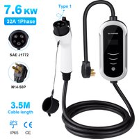 Portable Charger Type 1 3.8KW 7.6KW EV Charger Adjustable WallBox Current Car Fast Charger Charging cable For Tesla AC Adapter