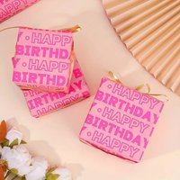 1 Roll 3m Birthday Wrapping Paper - Pink Gold Party Gift Wrap, "Happy Birthday", for Birthday Party Decorations, Weddings,Gifts