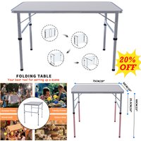 Folding Table Heavy Duty Table Camping Party Picnic Dining Garden,Portable Folding Camping Table, 2.5ft Adjustable Height Table