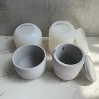 With Lid Round Silicon Plant Pot Mold Bottle Storage Jar Silicone Mould Flower Pot Gypsum Cement Resin Mould Resin Art