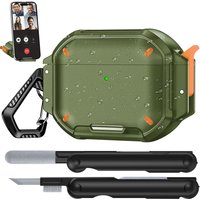 New Waterproof Case for AirPods Pro 3rd Gen 2025 Cover with Safety Lock& Phone Stand Rugged Hard Shell Case for AirPods 4 Pro3