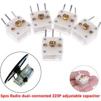 5Pcs Duplex 223p 60pf/140pf 2.1mm Hole Shaft Radio Variable Capacitor Replacement Parts And Accessories