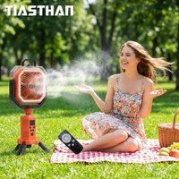 30000mAh Multicolor Portable Rechargeable Fan with Adjustable Heights & 3-Level LED Light for Camping Fishing Spray Camping Fan