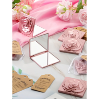 15pcs small makeup mirrors, foldable square compact mirrors, 5 paper labels, 5 wedding bags, bridesmaid gift set for weddings, b