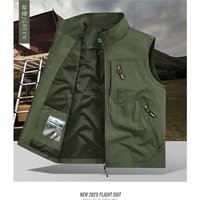 Men's Outdoor Photography Vest Autumn Winter Multi-Pocket Middle-aged Young Loose Waistcoat Cargo Casual Coat Gilet