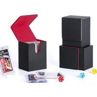 Portable Magnetic PU Deck Box Vertical Side Loading Storage Case for 35PT Card Slabs Toploaders TCG Trading Cards