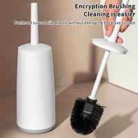 New 1 Set Soft Bristle Plastic Toilet Cleaning Brush Splash Proof Handle Toilet Brush With Base Bathroom Toilet Cleaning Tools