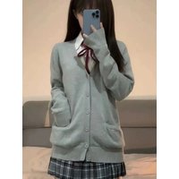 Japanese Vintage Long Sleeve Women Cute Jk Sweater Knitted Cardigan Female Jacket Lazy Style Causal Korean 2025 Fashion Autumn