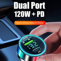 240W USB Car Charger LED Digital Display Fast Charging Adapter Phone Car Cigarette Lighter Socket For iPhone Xiaomi Samsung OPPO
