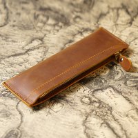 Fromthenon Vintage Handmade Top Grain Leather Pencil Bag Classic Multi-Use Pen Pouch Stationery Case Multi-Use Pen Pouch