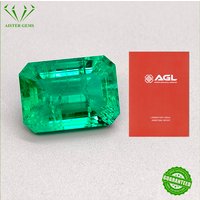 Top Lab-Grown Columbia Emeralds Hydrothermal Hand Cutting Emerald Cut With Natural Cracks Inclusions Inside With AGL Certificate