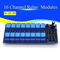 16 Channel Relay Shield Module DC 5V 12V 24V with Optocoupler LM2576 Microcontrollers Interface Power Relay For Arduino DIY Kit
